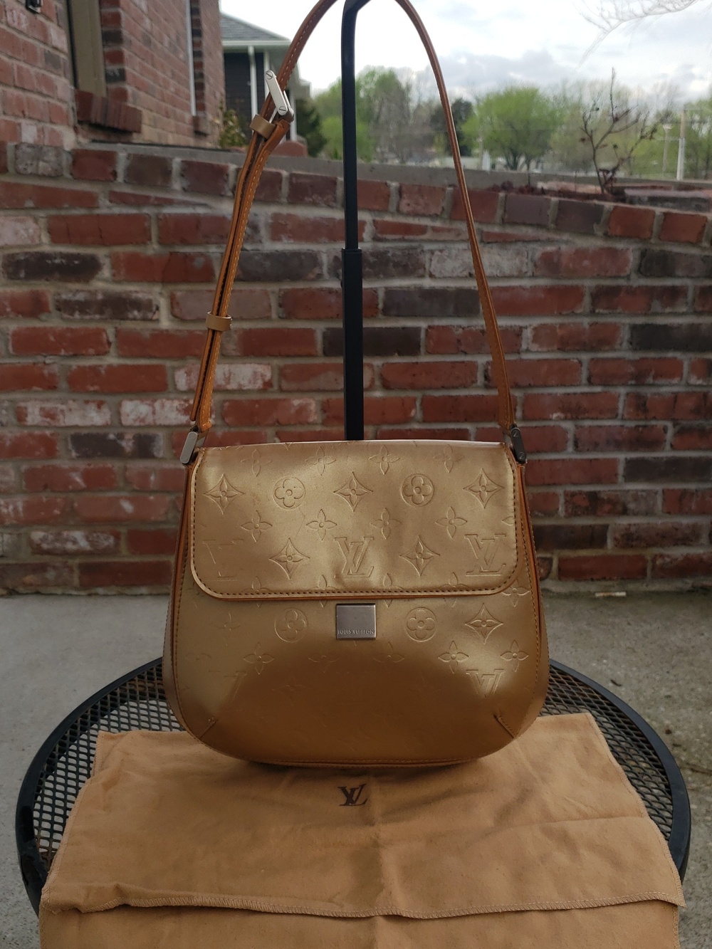 Vintage Louis Vuitton Mat Webster Street  Vernis Monogram Gold Shoulder Bag Rare